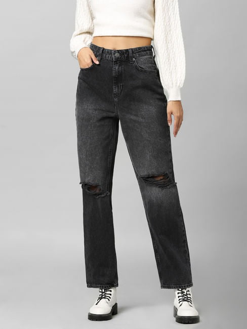 Ripped Jeans Women Black