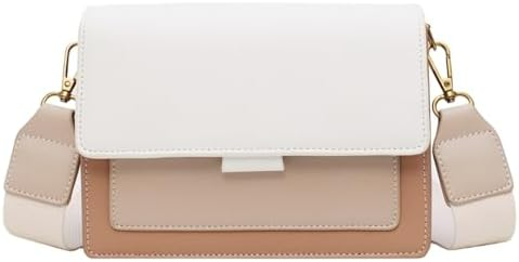 Contrast Color Leather Crossbody Bag