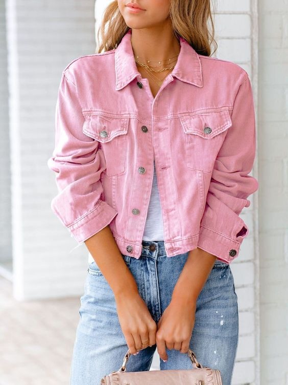 Denim Pink Jacket Women