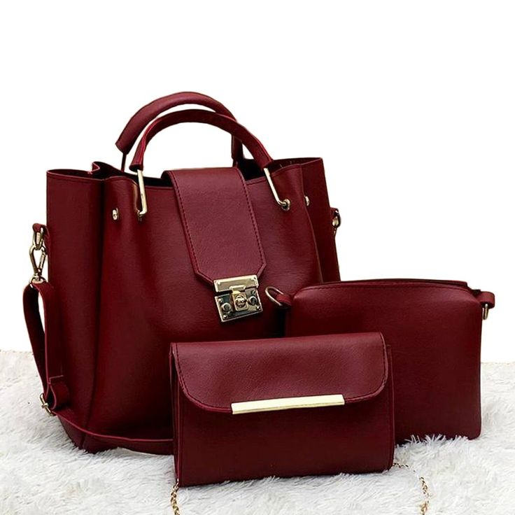Maroon 3 Piece HandBag Set