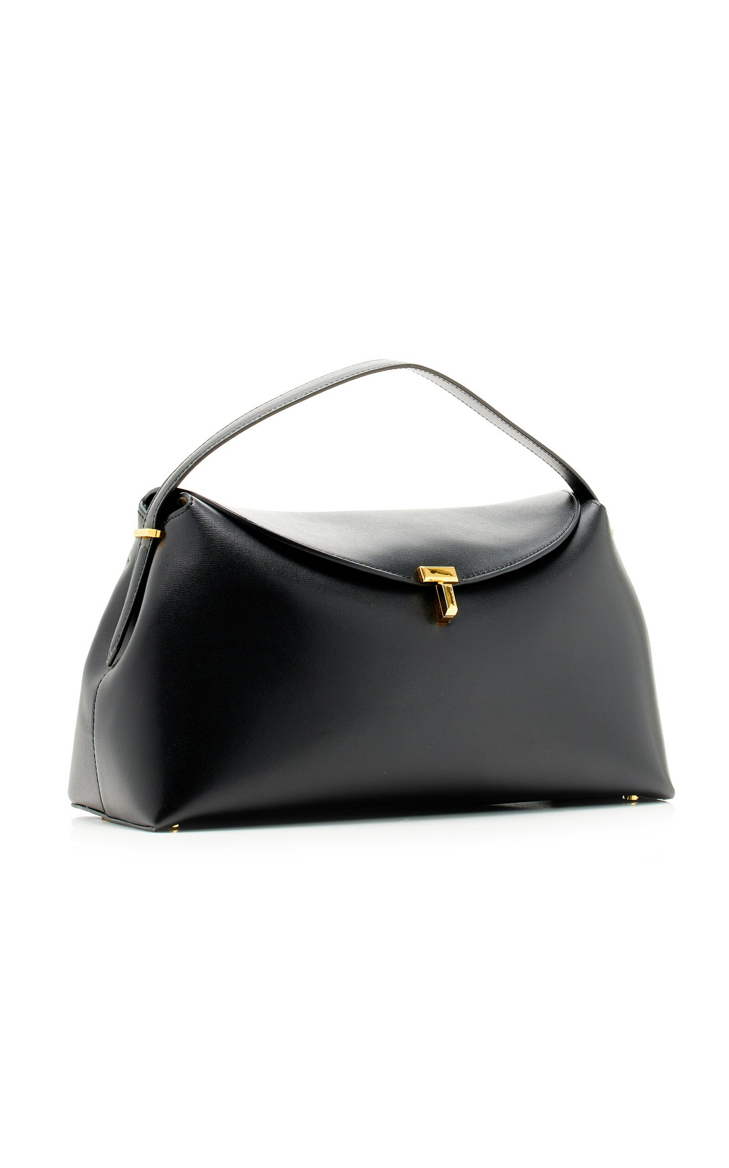 T-shaped buckle texture leather handbag