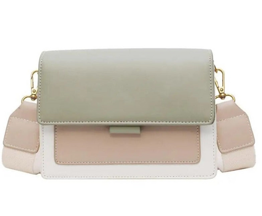 Contrast Color Leather Crossbody Bag
