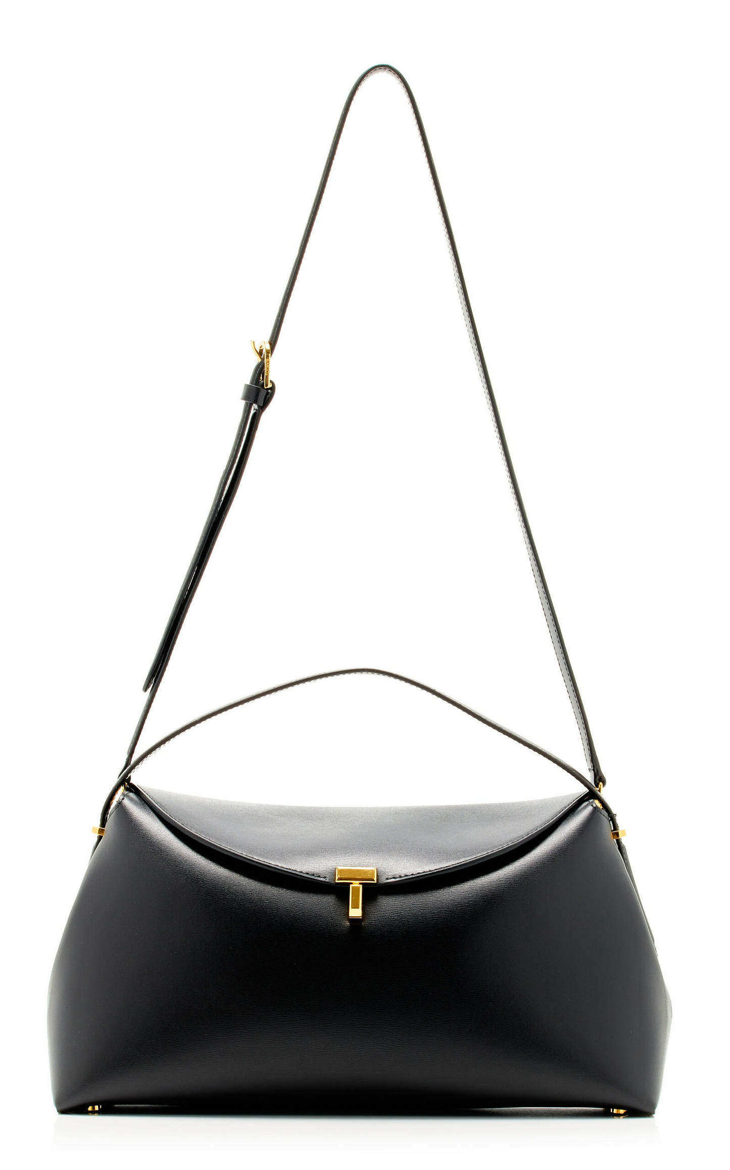 T-shaped buckle texture leather handbag