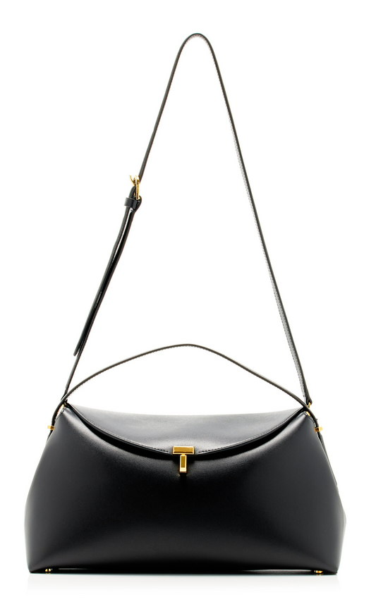 T-shaped buckle texture leather handbag