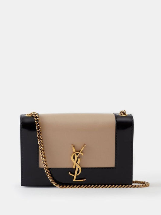 Two -Tone Leather Crossbody HandBag