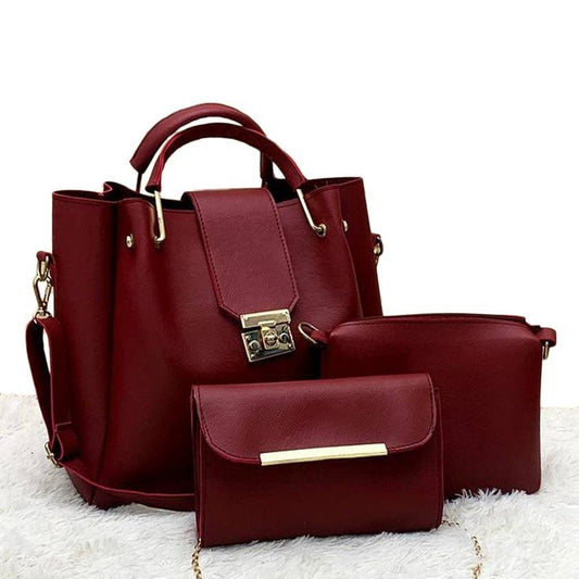 Maroon 3 Piece HandBag Set