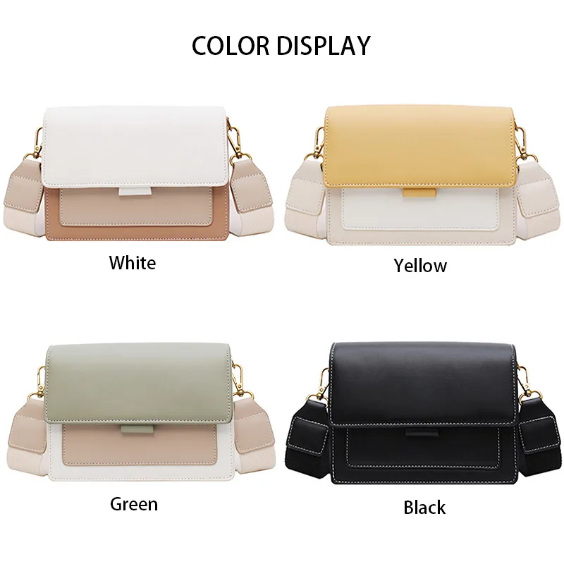 Contrast Color Leather Crossbody Bag